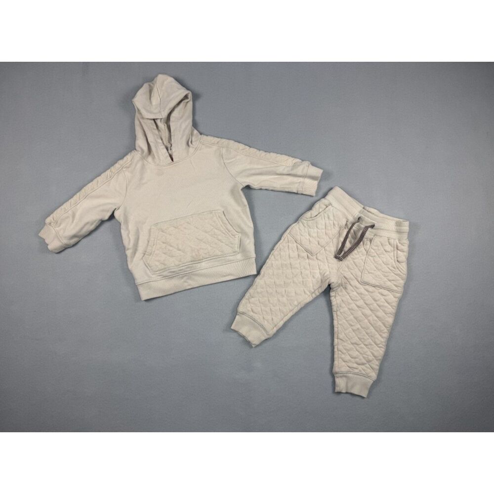 Cat & Jack Cream Quilted Hoodie and Jogger Set Size 18 months